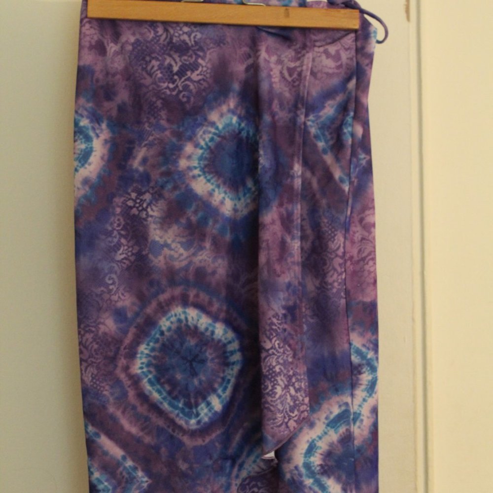 Purple and Blue Tie Dye Wrap Skirt